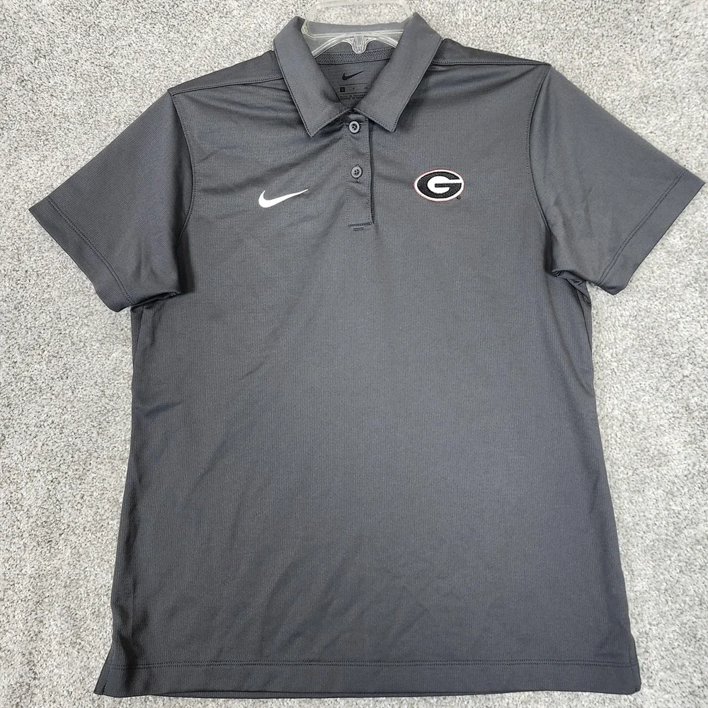 Georgia Bulldogs Polo Shirt Mens Small Gray NCAA Football Nike Coaches Golf